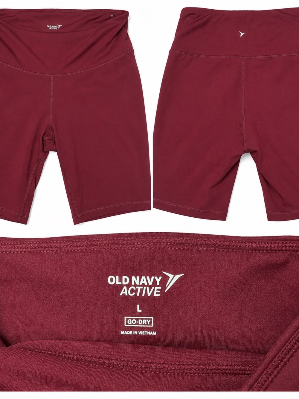 Old Navy Active Go-Dry High Rise Biker Shorts Burgundy Size L